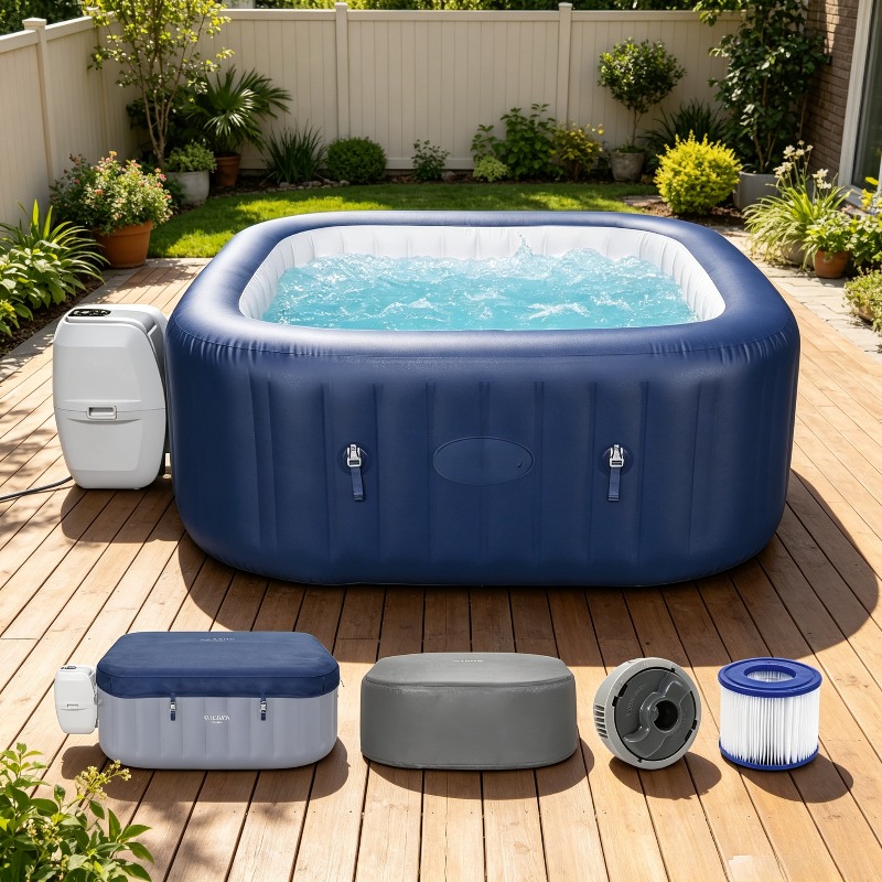 Inflatable Hot Tub - SaluSpa AirJet Vasca Idromassaggio Gonfiabile Quadrata