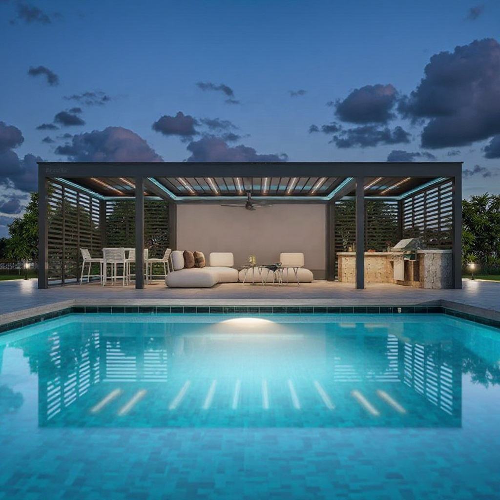 Outdoor Furniture For Pool - Pergola Rettangolare in Lega di Alluminio